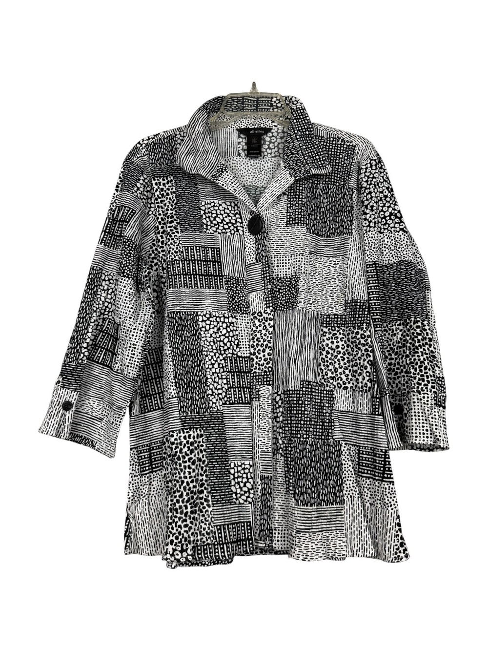Ali Miles Patchwork Button Tunic Top